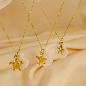 Mecylife vỏ tự nhiên Vòng cổ Bohemia Mùa Hè đồ trang sức bãi biển Vòng cổ thép không gỉ đại dương quyến rũ Sao Biển rùa Mặt dây chuyền - Product Image 6