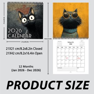 <span class=keywords><strong>Calendrier</strong></span> mural spirale 2026 personnalisé pour chat, calendriers suspendus en papier offset épaissi, cadre photo écologique et horloge amusante quotidienne - Product Image 5