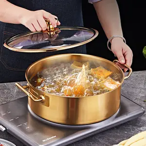 Stainless Steel Gas Induction Cooker Shabu Hot Pot Divided Chinese Hotpot Fondue Chinoise Kitchen Hot Pot Food Warmer