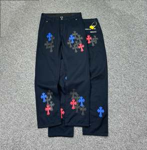 Джинсы King Mcgreen Star Straight Jeans в винтажном стиле хип-хоп, повседневные, свободные, джинсовые, унисекс, в тренде, уличные брюки для мужчин и женщин, Chrome Hearts - Product Image 5