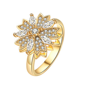 Anillos giratorios delicados con circonitas, ajustables, chapados en oro sobre cobre, personalizados, antiestrés, para mujer. - Product Image 5