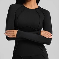 Slim Fit hardloopshirts, zacht, ademend, ronde hals, gymkleding, naadloze activewear T-shirt voor dames, fitnesskleding