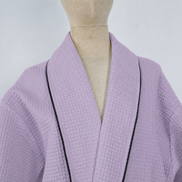 Peignoir en coton gaufré pour hôtel et spa, col kimono, pour adultes, style enveloppant, pour sources thermales et chambres d'hôtes, durable, couverture de protection, vente en gros