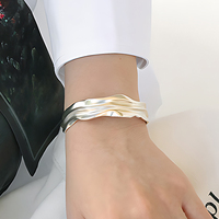 Brazalete de Oro de 18k con Diseño de Onda Gruesa para Mujer, Brazalete Ancho de Moda, Diseñador Personalizado, Plata de Ley 925, Joyería Fina