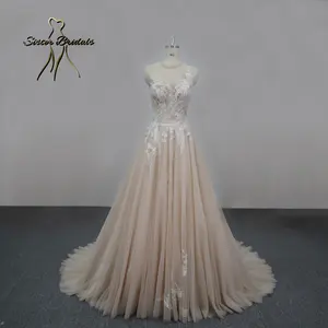 Robes de mariée à col bateau à paillettes, robes de mariée simples pour femmes