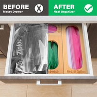 Ensemble organisateur et distributeur de sacs Ziploc modulaires en bambou 5-en-1