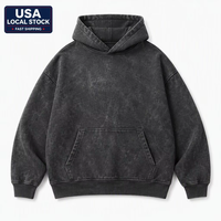 Sudadera con capucha extragrande con lavado ácido y logo personalizado, en stock local en EE. UU., con bolsillo Ngaroo, envío rápido, estilo streetwear