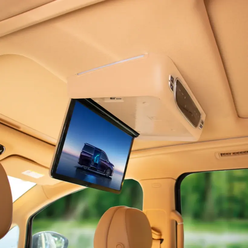 شاشة اندرويد متعددة اللغات المنقلة، شاشة 15.6 تثبت بالسقف، شاشة LCD تثبت بالحافلة مع منفذ USB لـ VOYAH