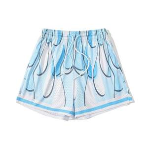 Flame Graphic <b>Print</b> <b>Mesh</b> Athletic Shorts for Running Basketball Casual Workout-Sport Style Gym Sweatpants - Product Image 5