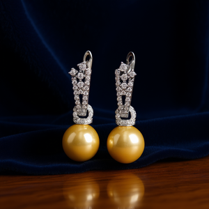 Boucles d'oreilles en perles Mikimoto, or 18 carats, diamants ronds, mariage, classiques, pour femmes, certifiées GIA - Product Image 2