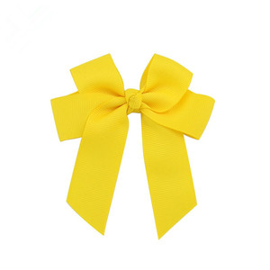 Fashion murah grosir permen warna gadis Grosgrain pita rambut busur ekor panjang klip rambut anak perempuan hiasan kepala jepit rambut - Product Image 5