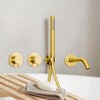 Système de douche mural TOPWAY en acier inoxydable 304 de haute qualité, robinet et douchette à main, finition or poli, design moderne, pour salle de bain d'hôtel