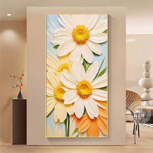 Cuadro moderno de flores en lienzo con marco de aluminio para decoración de la sala de estar o la entrada. - Product Image 4