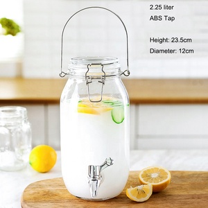 Jarra de Vidrio Flint Hermética de Gran Capacidad de 1500 ml para Jugos <span class=keywords><strong>y</strong></span> Bebidas, Jarra de Vino de 2L para Sangría con Grifo, Jarra de Vino de Frutas de 3L con <span class=keywords><strong>Grifos</strong></span> - Product Image 4