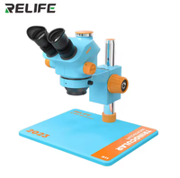 Microscope trinoculaire RELIFE RL-M5T-B11, zoom continu 0,7-5,0X avec base large, microscope de réparation électronique pour téléphone et circuits imprimés