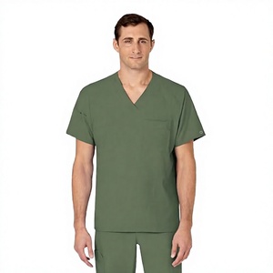 AF Fashion AF-1804 Custom Men's Comfortable Woven Spandex <b>Plus</b> <b>Size</b> Lightweight <b>Scrub</b> Tops for Hospital Use - Product Image 2