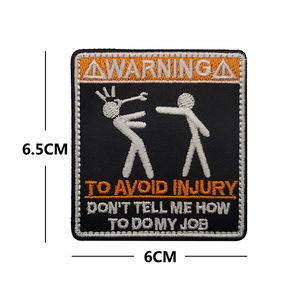 ADVERTENCIA para EVITAR LESIONES Bordado divertido Tela táctica Parche de letras Parche de tela de advertencia para bolso de bricolaje Sombrero Coser Insignia de hombro - Product Image 2