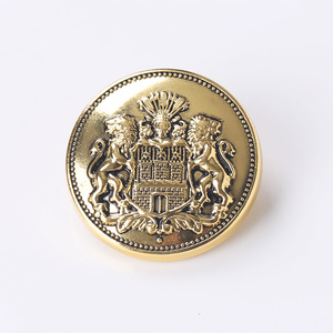 Nút kim loại phẳng sư tử đôi tay khâu chân khóa áo khoác len nút mạ điện - Product Image 4