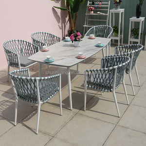 Marco de aluminio de gama alta Patio Hotel muebles patio al aire libre cuerda jardín mesa de comedor y juego de <span class=keywords><strong>Chaira</strong></span> con cojines - Product Image 2