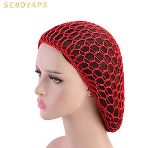 <span class=keywords><strong>Filet</strong></span> à <span class=keywords><strong>cheveux</strong></span> en polyester crocheté fait à la main pour femmes Sac en maille Polyester Hair Night Sleep Hat Cap Wrap Bonnet Nightcap - Product Image 1