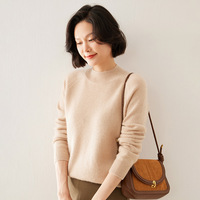 Sweater Kasmir Rajut Tebal Anti-Pilling Gaya Korea Kerah Turtleneck Lengan Reguler Wanita Musim Gugur Musim Dingin Terbaru