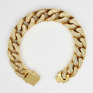 Nouveau design 2024, bracelet cubain en acier inoxydable poli miroir anti-allergie de 12 mm avec moissanite, vente en gros - Product Image 1