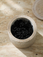 Porte-pinceaux de maquillage et plateau de vanité en pierre de travertin naturel, plateau organisateur en pierre pour café, plantes