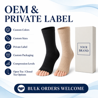 Chaussettes de compression médicales 20-30 mmHg à bout ouvert, hauteur genou, à compression graduée pour femmes et hommes, OEM, marque privée