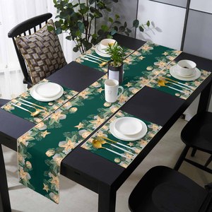 Runner da Tavola Natalizio con Motivo a Stelle, Impermeabile, in <span class=keywords><strong>Cotone</strong></span> di Alta Qualità, Set Runner e Tovagliette per Casa - Product Image 2