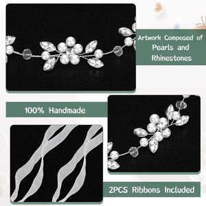 <span class=keywords><strong>Serre</strong></span>-tête Tanfeine pour adulte, style princesse, avec fleurs, cristaux argentés et perles, idéal pour mariage, anniversaire, première <span class=keywords><strong>communion</strong></span> - Product Image 5