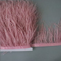 Garniture en dentelle teinte de haute qualité de 8 à 10 cm, rose pêche, rose racine de lotus, garniture en plumes d'autruche pour les arts et l'artisanat, décoration de vêtements