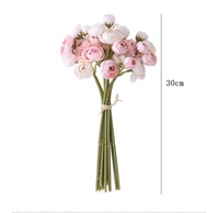 Buket Bunga Mawar Teh Buatan Mini Ranunculus Sutra untuk Dekorasi Pesta Pernikahan Buket Mawar Sutra Camellia