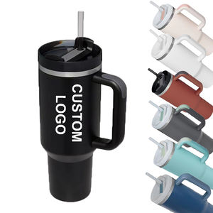 Mug isotherme en acier inoxydable personnalisé de 40 oz, bouteille d'eau et tasse à café de voyage avec poignée, pour boissons chaudes et froides - Product Image 1