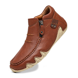 Botas de tobillo informales sin cordones para hombre, antideslizantes, con suela acolchada flexible, zapatos retro para caminar, ideales para pasear por la ciudad - Product Image 6