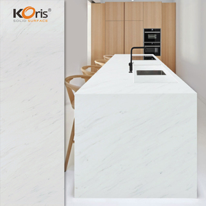 Surface solide en acrylique texture marbre blanc au design moderne Koris pour armoires d'îlot de cuisine éviers de cuisine - Product Image 5