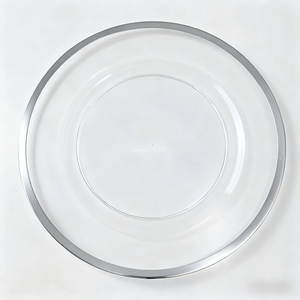 Assiette <span class=keywords><strong>de</strong></span> présentation en acrylique transparent <span class=keywords><strong>de</strong></span> 13 pouces avec bord doré, multicolore, pour la mise en <span class=keywords><strong>table</strong></span> <span class=keywords><strong>de</strong></span> mariage <span class=keywords><strong>et</strong></span> <span class=keywords><strong>de</strong></span> fête (vente en gros) - Product Image 4