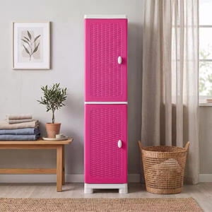 Foldable Stackable <b>Plastic</b> <b>Storage</b> Container with Rattan <b>Drawer</b> and Clothes Hanging Pole Space Saving Wardrobe Organizer - Product Image 6