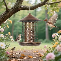 Mangeoire à oiseaux suspendue en métal vintage Oniya, mangeoire décorative pour oiseaux sauvages, station d'alimentation pour jardin extérieur