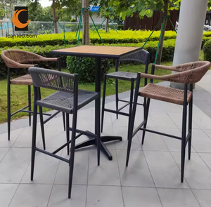 Restaurante Jardín Barra alta Sillas Set Juegos <span class=keywords><strong>de</strong></span> mesa <span class=keywords><strong>de</strong></span> <span class=keywords><strong>madera</strong></span> <span class=keywords><strong>Bar</strong></span> Altura <span class=keywords><strong>Patio</strong></span> Muebles Comedor Set - Product Image 4