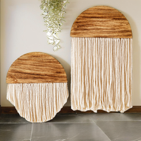 Décoration murale bohème demi-lune Tenture murale en macramé coloré en bois naturel et corde de coton