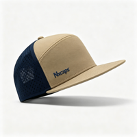 Topi Golf Snapback 5 Panel Bordir 3D Anti Air Cepat Kering dengan Lubang Laser dan Patch Karet Khusus