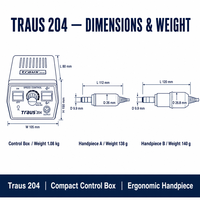 Machine à ongles électrique Traus 204 Strong 65W, 35000 tr/min, couple élevé, ensemble de polissage et de meulage pour manucure et pédicure