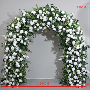 Arco Floreale Personalizzato per Matrimoni, Arco Quadrato con Fiori Artificiali di Rose Bianche in Seta per Eventi e Design Floreale - Product Image 2