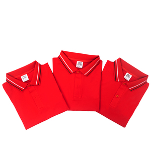 Camiseta de polo roja brillante uniforme con logotipo personalizado de manga corta hecha de poliéster de algodón Spandex para empresa o eventos - Product Image 2