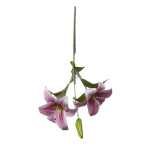 Bouquet de lys artificiels Yixuan à double tête, fleurs en soie 3D réalistes, décoration de mariage, décoration d'intérieur - Product Image 5