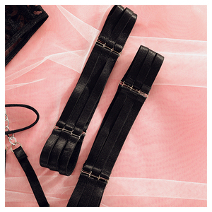 Transparante kanten lingerieset voor dames, sexy met jarretelgordel, teddybodysuit met metalen kettingen, push-up exotische nachtkleding - Product Image 6