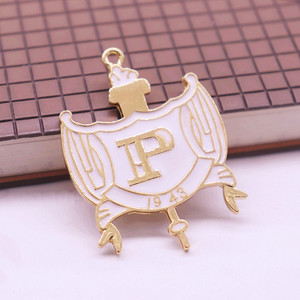 Venta al por mayor Sigma Gamma Rho Capítulo Símbolo Blanco Esmaltado Tono Dorado Hermandad Philo Crest Joyería Fabricación Accesorio Colgante - Product Image 6