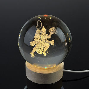 Groothandel op maat gemaakte 3D lasergegraveerde kristallen bol Hindoe Ganesh God religieus nachtlampje glazen bol - Product Image 5