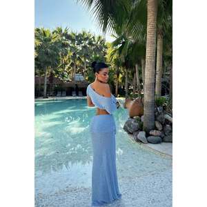 ชุดเซ็ต 2 ชิ้น สีฟ้า รุ่นใหม่ล่าสุด กางเกงขาสั้นเหนือเข่าพร้อมเสื้อสำหรับฤดูใบไม้ร่วง - Product Image 1