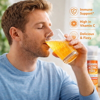 Comprimés effervescents personnalisés OEM saveur orange Vitamine C Zinc pour blanchiment de la peau, complément beauté, comprimés à dissolution rapide VC à boire